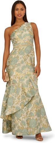 Adrianna Papell Metallic Jacquard Gown, Sage Multi, 6 in Saudi Arabia