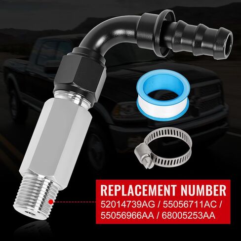 Top Heater Hose Connector fit for Dodge Ram 6.7L Cummins 2007.5-2024,10AN Push Lock Fitting,Upgraded heater hose fitting Replacement 52014739AG,55056711AC,55056966AA,68005253AA,Leak-Free Fit in Kuwait