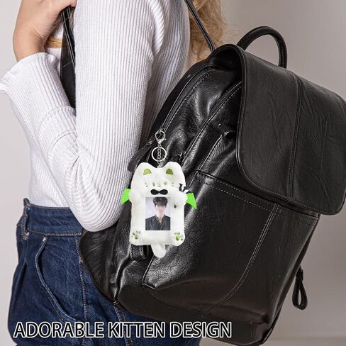 AGLOO 2 Pieces Cartoon Photocard Holder Keychain - Plush Cat-shaped Photo Card Holder,Protective Sleeves Badge Holders for Metro/Bus/Student Card and Kpop Idol Photos in Kuwait