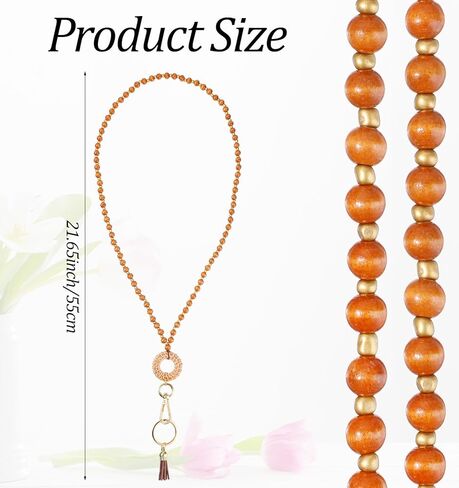 حبل مدرسي مطرز، حبل تعليم بوهو مع حاملين لشارات الهوية، والبطاقات، والنساء، والمكتب (لون الخشب الخام) in Kuwait