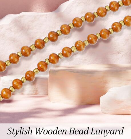 حبل مدرسي مطرز، حبل تعليم بوهو مع حاملين لشارات الهوية، والبطاقات، والنساء، والمكتب (لون الخشب الخام) in Kuwait