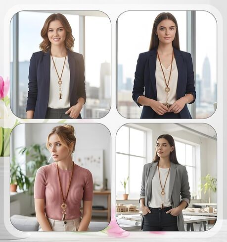 حبل مدرسي مطرز، حبل تعليم بوهو مع حاملين لشارات الهوية، والبطاقات، والنساء، والمكتب (لون الخشب الخام) in Kuwait