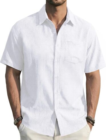 EKLENTSON Men's Button Down Shirts Short Sleeve Casual Summer Beach Shirt Textured Relaxed Tropical Shirt with Pocket in Saudi Arabia