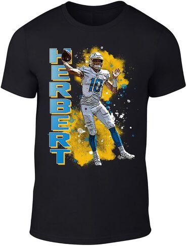 Black Los Angeles Justin Herbert Spray Paint Style Throwback Style T-Shirt Men's Adult in Kuwait