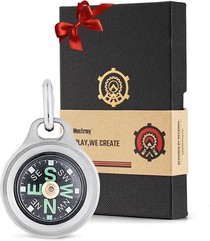 MecArmy Mini Compass, Aesthetic Titanium/Brass/Copper, Waterproof IPX5 Pocket Compass for Hiking & Survival, Keychain & Necklace Gifts for Men & Women, Ideal Graduation & Outdoor Adventure Present in Saudi Arabia