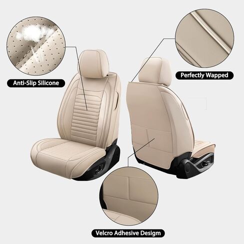 مجموعة أغطية مقاعد السيارة كاملة تناسب سيارة Lexus Is250 2006-2015، مجموعات أغطية مقاعد السيارة ذات التغطية الكاملة، وسادة هوائية واقية مقاومة للماء للخدش قابلة للتنفس متوافقة (مجموعة كاملة باللون البيج) in Kuwait