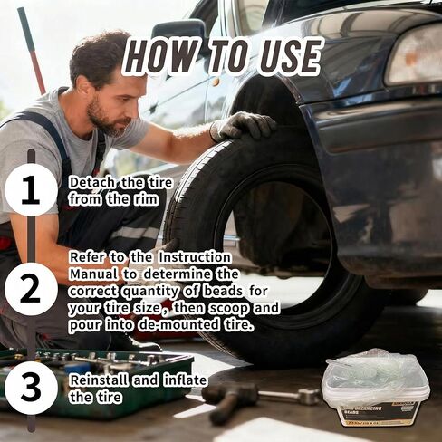 Tire Balance Beads 8.8KG(310.4oz),Tempered Glass Wheel Balancing Beads for Trucks,Motorcycles,Trailer,ATVs,Off-Road Vehicles,Reusable, Eco-Friendly Beads with Tire Tread Depth Gauge in Saudi Arabia