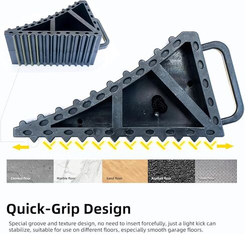 موانع العجلات للسيارات والمركبات الترفيهية والشاحنات والمقطورات والمركبات G.V.W. ما يصل إلى 8T، عبوتان بمقبض وحبل - حاجز إطار سفلي مضاد للانزلاق لجميع الاستخدامات الجوية - ملحق ضروري (أسود - عبوتان) in Kuwait