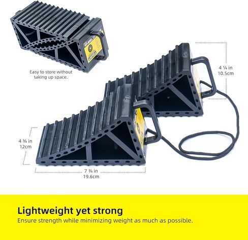 موانع العجلات للسيارات والمركبات الترفيهية والشاحنات والمقطورات والمركبات G.V.W. ما يصل إلى 8T، عبوتان بمقبض وحبل - حاجز إطار سفلي مضاد للانزلاق لجميع الاستخدامات الجوية - ملحق ضروري (أسود - عبوتان) in Kuwait