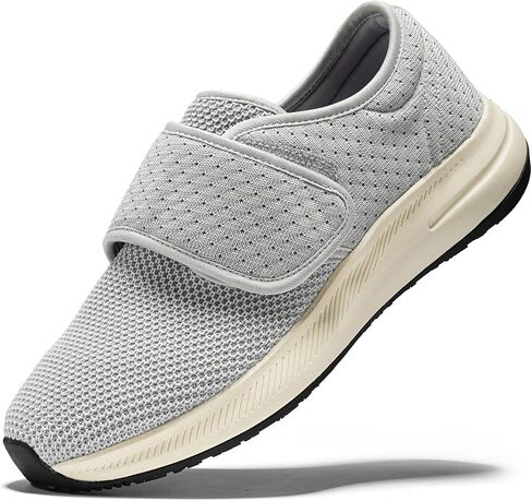 Men's Wide Width Diabetic Shoes with Easy Put On Adjustable Lightweight for Edema Bunions Swollen Feet Elderly Walking Slip-Resistant Rubber Sole Shoes in Kuwait