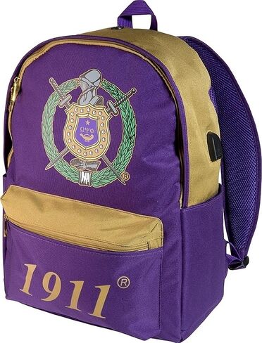Omega Psi/Ψ Phi USB Port Backpack [Purple - 20" H x 13" W x 6" D] - ID#11363 in Saudi Arabia