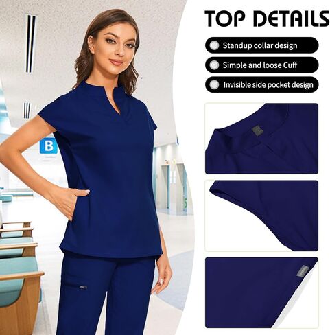 VIAOLI Women's Scrubs Set V-Neck Scrub Top with Jogger Pant and 8 Pockets for Nursing and Clinical Work Uniform in Saudi Arabia
