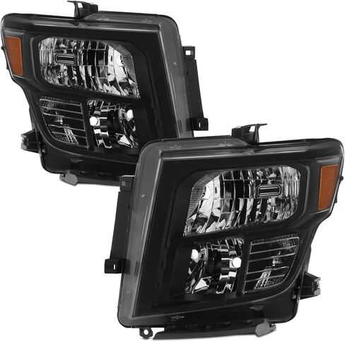 AKKON - Fit 2016 2017 2018 2019 Nissan Titan XD SV 16-19 Halogen Type Headlights Headlamp Black Housing Oe Style Driver Passenger Side Direct Replacement in Saudi Arabia