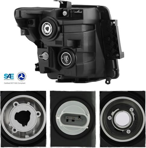 AKKON - Fit 2016 2017 2018 2019 Nissan Titan XD SV 16-19 Halogen Type Headlights Headlamp Black Housing Oe Style Driver Passenger Side Direct Replacement in Saudi Arabia