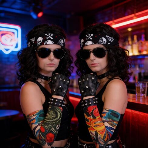 7 قطع زي الروك للرجال، شعر مستعار أسود قصير مموج، ديسكو للرجال، زي الحفلات للرجال مع باروكات، نظارات شمسية، لحى، أكمام، قفازات، أوشحة للرأس لمدة 70 ثانية، 80 ثانية، 90 ثانية in Kuwait