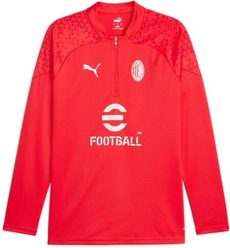 قميص PUMA رجالي Ac Milan برقبة دائرية وأكمام طويلة وربع سحاب كاجوال - أحمر in Kuwait