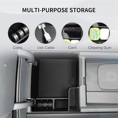 smabee for Kia EV9 2024 2025 2026 3PCS Center Console Cup Holder Insert Rear Center Console Cup Holder Center Console Organizer Accessories (Only for Land AWD, GT-Line AWD) in Kuwait