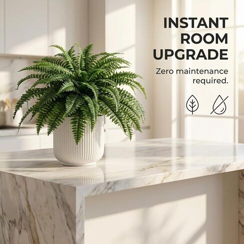 Larksilk وهمية في الهواء الطلق بوسطن السرخس، شجيرة السرخس الاصطناعي، مقاومة للأشعة فوق البنفسجية، 49 سعفة، كبيرة، ديكور المنزل صديق للحيوانات الأليفة in Kuwait