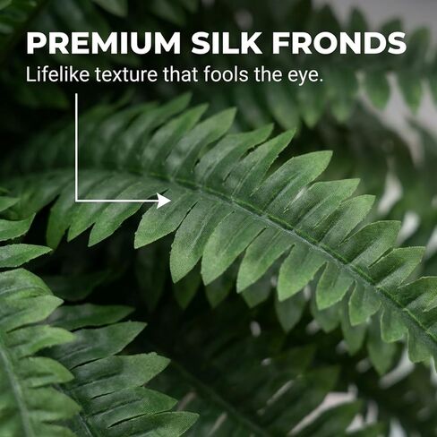 Larksilk وهمية في الهواء الطلق بوسطن السرخس، شجيرة السرخس الاصطناعي، مقاومة للأشعة فوق البنفسجية، 49 سعفة، كبيرة، ديكور المنزل صديق للحيوانات الأليفة in Kuwait