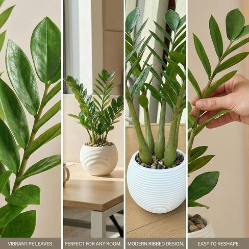 TentoWhan（2Packs Faux Plants Indoor 17" Artificial ZZ Plants in White Pot Fake Potted Zamioculcas Silk Plants for Home Table Decor Bedroom Aesthetic in Saudi Arabia