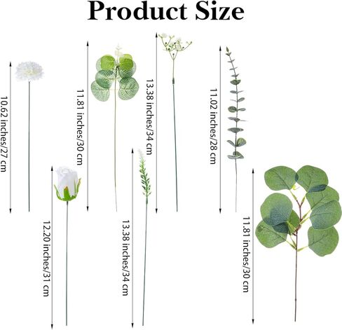 100 قطعة من 7 أنواع من باقة الزفاف سيقان الأوكالبتوس الاصطناعية مع زهور نفس الطفل الصناعية والفروع الخضراء المزيفة وسيقان الأوكالبتوس الصناعية لترتيب الزهور DIY قطع مركزية لديكور المنزل in Kuwait