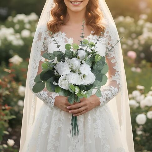 100 قطعة من 7 أنواع من باقة الزفاف سيقان الأوكالبتوس الاصطناعية مع زهور نفس الطفل الصناعية والفروع الخضراء المزيفة وسيقان الأوكالبتوس الصناعية لترتيب الزهور DIY قطع مركزية لديكور المنزل in Kuwait