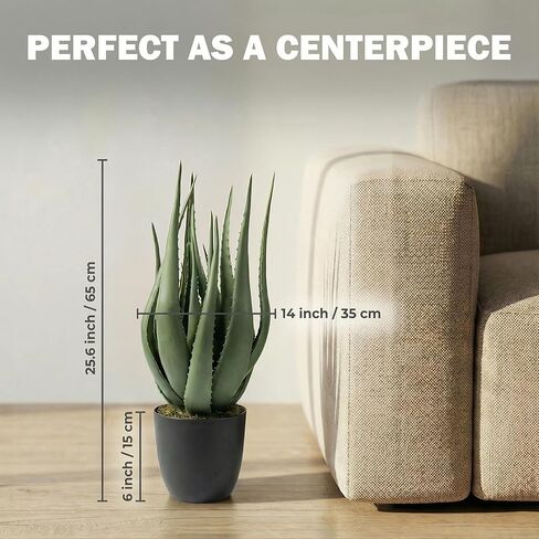 نبات صبار صناعي كبير بوعاء - صبار صناعي مقاوم للأشعة فوق البنفسجية مقاس 26 بوصة لديكور المنزل الداخلي والخارجي in Kuwait