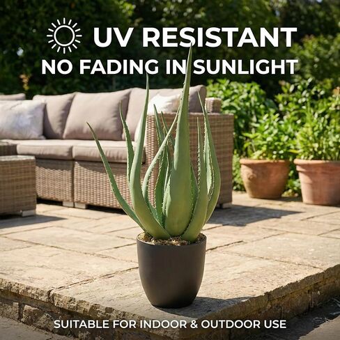 نبات صبار صناعي كبير بوعاء - صبار صناعي مقاوم للأشعة فوق البنفسجية مقاس 26 بوصة لديكور المنزل الداخلي والخارجي in Kuwait