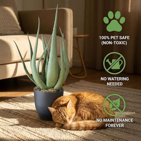 نبات صبار صناعي كبير بوعاء - صبار صناعي مقاوم للأشعة فوق البنفسجية مقاس 26 بوصة لديكور المنزل الداخلي والخارجي in Kuwait