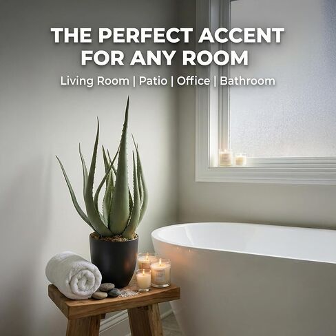 نبات صبار صناعي كبير بوعاء - صبار صناعي مقاوم للأشعة فوق البنفسجية مقاس 26 بوصة لديكور المنزل الداخلي والخارجي in Kuwait