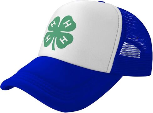 4-H Clover Trucker Hat - Mesh Baseball Snapback Cap for Men Or Women Outdoors Black in Saudi Arabia