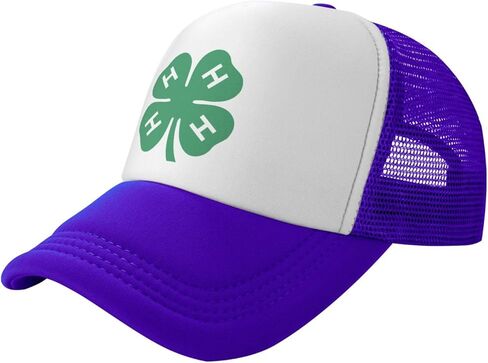 قبعة 4-H Clover Trucker - قبعة بيسبول شبكية للرجال أو النساء في الهواء الطلق باللون الأسود in Kuwait