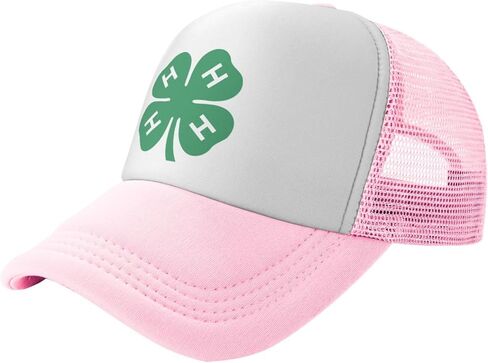 قبعة 4-H Clover Trucker - قبعة بيسبول شبكية للرجال أو النساء في الهواء الطلق باللون الأسود in Kuwait