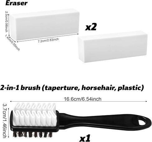فرشاة من الجلد السويدي 2 في 1 ومجموعة فرش تنظيف الأحذية وممحاة تلميع بشعيرات ناعمة للأحذية المصنوعة من جلد الغزال والنوبوك in Kuwait