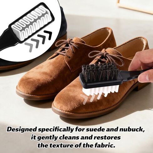 فرشاة من الجلد السويدي 2 في 1 ومجموعة فرش تنظيف الأحذية وممحاة تلميع بشعيرات ناعمة للأحذية المصنوعة من جلد الغزال والنوبوك in Kuwait