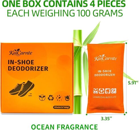 Shoe Deodorizer,Charcoal Odor Absorber,Odor Eliminator, Air Freshener, Reusable Smell Absorber for Shoes, Gym Bags(2 Pairs) in Saudi Arabia