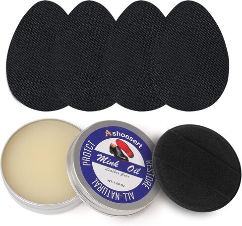 Shoe Grip Pads & Mink Oil Conditioner Kit, Silicone Anti-Slip Sole Protectors for Genuine Leather Shoes & Boots in Saudi Arabia