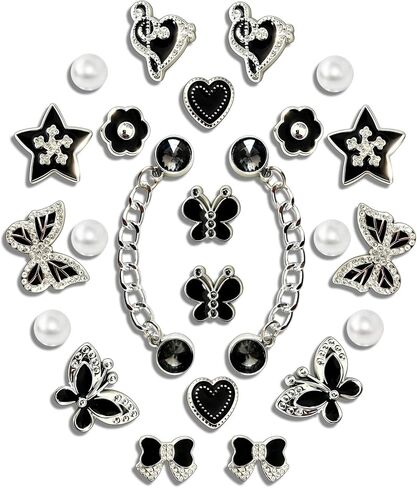Sweet Cool Luxury Style Shoes Charms Retro Black Gold Butterfly, Whale & Pearl Charm for Trendy Shoe Decoration in Saudi Arabia