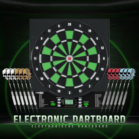 CyeeLife Electronic Dart Board,Soft Tip Dartboard Set,Digital Electric Dart Boards with LED,12 Darts 24 Flights 50 Tips 2 Flight Protectors Power Adapter,3 Language Changes,up to 8 Players in Kuwait