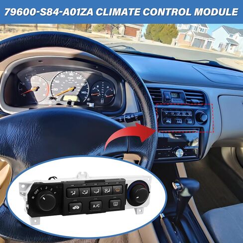 79600-S84-A01ZA 599-268 مفتاح لوحة وحدة التحكم في المناخ لسخان مكيف الهواء متوافق مع 1998-2000 Honda Accord و1998-2004 Honda Odyssey، لوحة وحدة التحكم في درجة حرارة تكييف الهواء HVAC in Kuwait