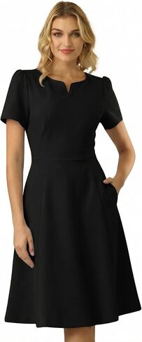 Women's Office Dresses with Pockets 2024 Split Neck Work A-Line Dress in Kuwait
