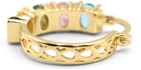 Sparkly Crystal Huggie Hoop Earrings, Tarnish Resistant 18k Yellow Gold Filled in Kuwait