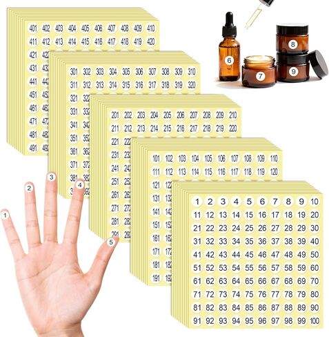 1-500 ملصق بأرقام مستديرة - 10 مجموعات 5000 ملصق جرد متتالي ذاتي اللصق، ملصقات جرد ذات أرقام صغيرة، ملصق أرقام دائري للتنظيم والتخزين وتنظيم الصناديق in Kuwait