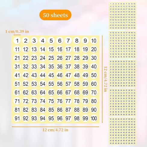 1-500 ملصق بأرقام مستديرة - 10 مجموعات 5000 ملصق جرد متتالي ذاتي اللصق، ملصقات جرد ذات أرقام صغيرة، ملصق أرقام دائري للتنظيم والتخزين وتنظيم الصناديق in Kuwait