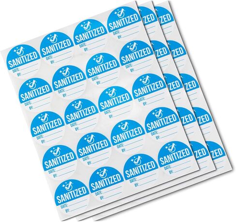 300 Labels - Area Has Been Disinfected by Labels 1.5 x 0.75 inch, Blue Write-in Sanitized Checklist Stickers for Maids/Car Rentals/House Rentals/Restaurants - 1 Roll in Saudi Arabia