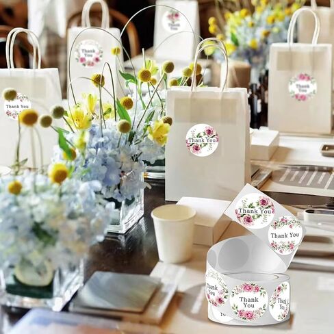 500 قطعة من ملصقات شكرًا لك، مقاس 1.2 بوصة، تصميم زهور وردية مقاومة للماء، ملصقات ذاتية اللصق، ملصقات مستديرة لتغليف الهدايا، وبطاقات المعايدة، والأظرف، والدعوات، ومستلزمات الحفلات in Kuwait