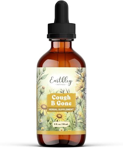 Earthley Wellness, Cough-B-Gone, Natural Herbal Formula, Cold and Cough Remedy, Removes Extra Mucus, Soothes Sore Throats, Promotes Lung Health, and Detoxification, Cough Be Gone (2oz, Kids) in Kuwait