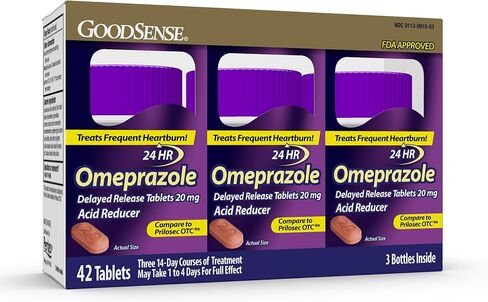 GoodSense Omeprazole Delayed Release Tablets 20 mg, Stomach Acid Reducer for Frequent Heartburn Treatment, 14 Count (Pack of 3) in Kuwait