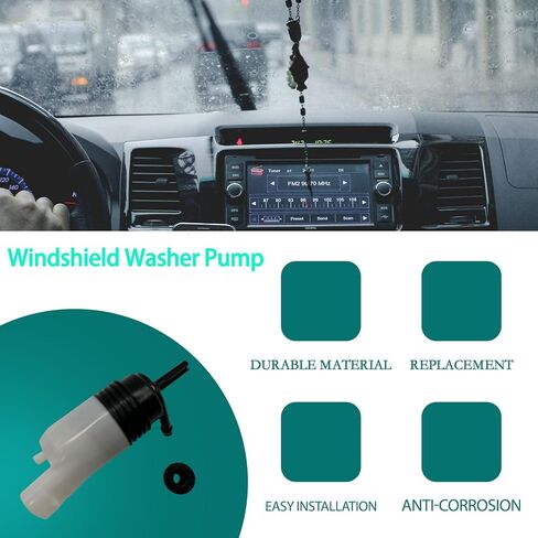 Black Windshield Washer Pump with Grommet Fit for Chevrolet Camaro 2010-2015 for Chevrolet Trailblazer 2002-2009 22766715 10386722 15254823 25945965 Car Front Water Washer Fluid Pump for Buick for GMC in Kuwait