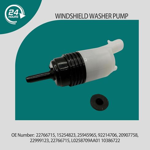 Black Windshield Washer Pump with Grommet Fit for Chevrolet Camaro 2010-2015 for Chevrolet Trailblazer 2002-2009 22766715 10386722 15254823 25945965 Car Front Water Washer Fluid Pump for Buick for GMC in Kuwait